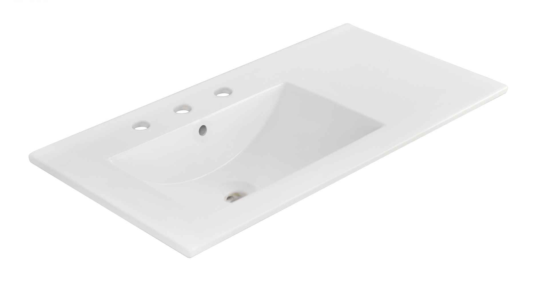 35.5-in. W 3H8-in. Ceramic Top Set In White Color - Overflow Drain Incl.