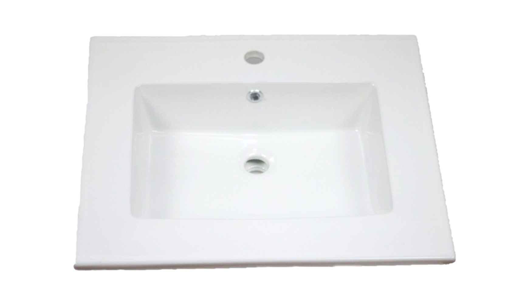 25-in. W 1 Hole Ceramic Top Set In White Color - Drain Incl.