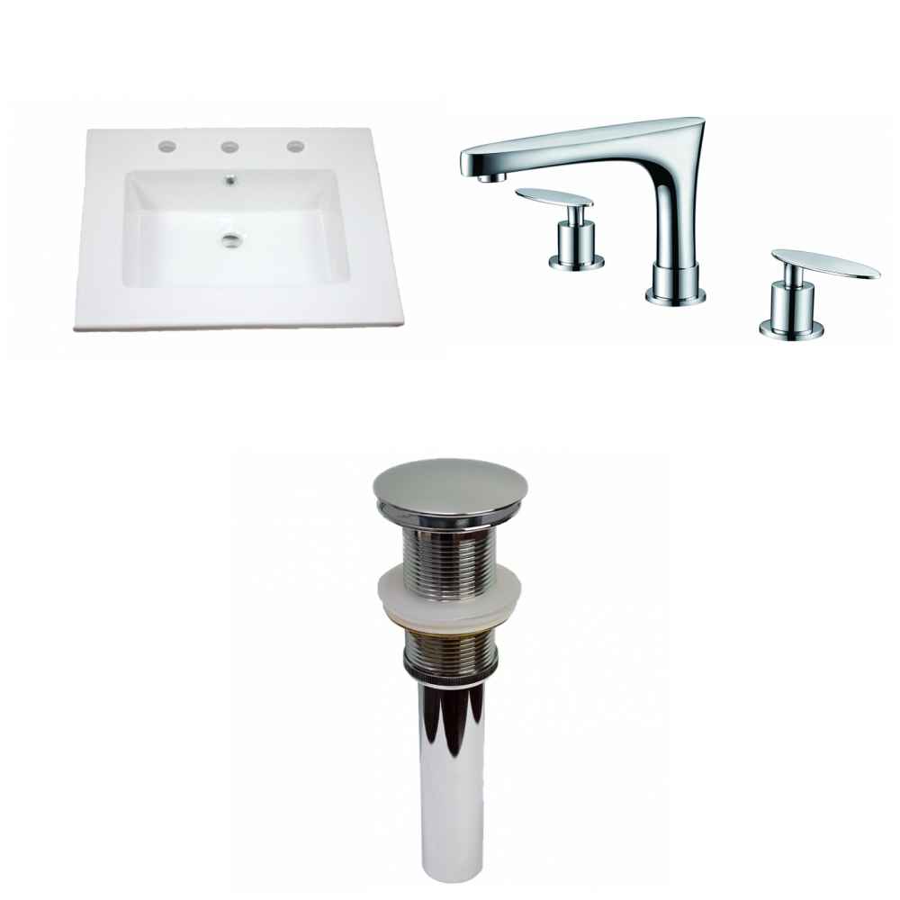 25-in. W 3H8-in. Ceramic Top Set In White Color - Drain Incl.