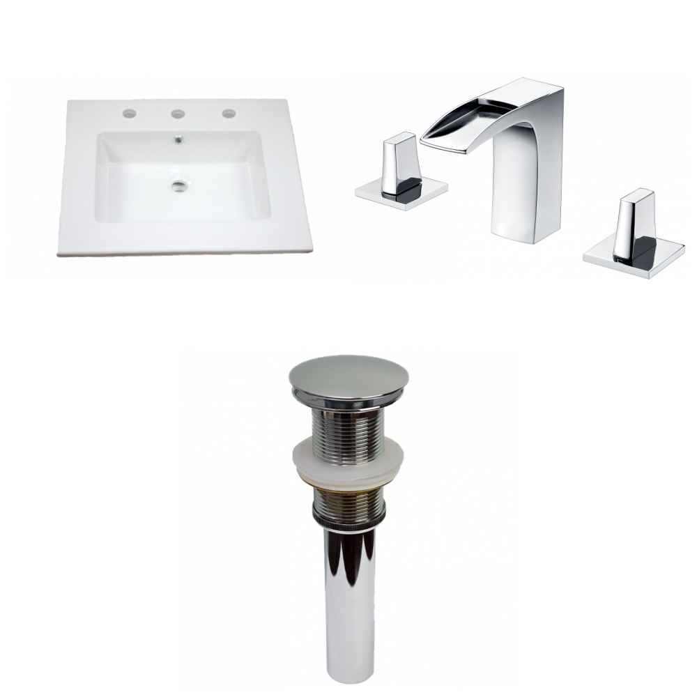 25-in. W 3H8-in. Ceramic Top Set In White Color - Drain Incl.