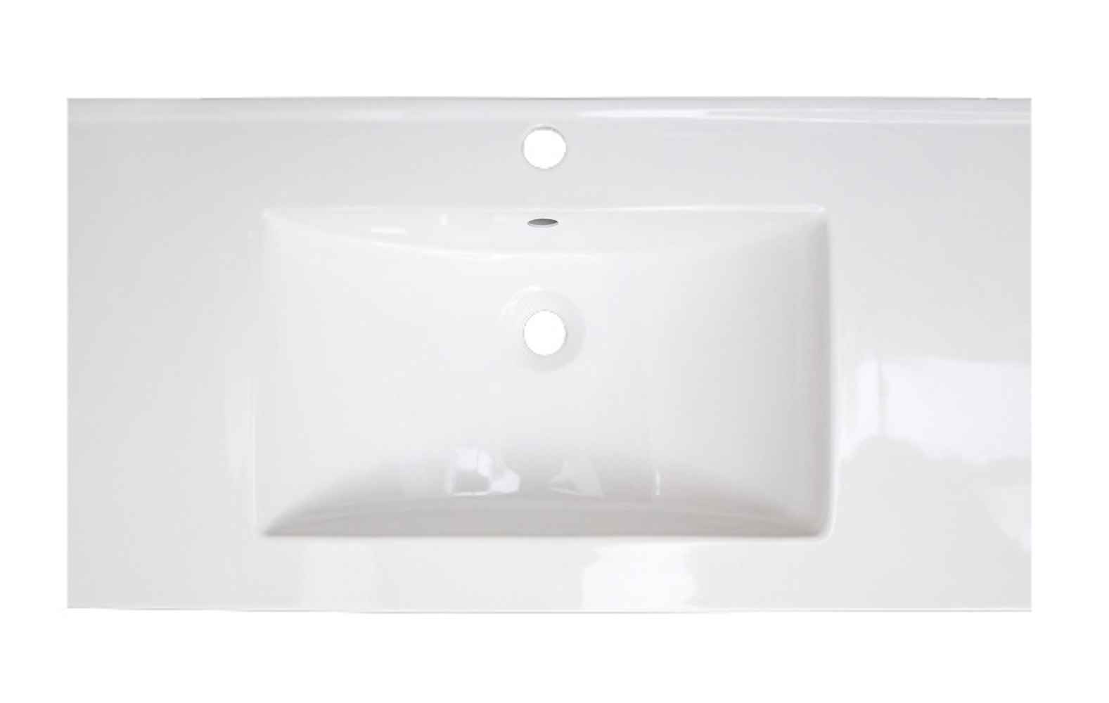 36.75-in. W 1 Hole Ceramic Top Set In White Color - Drain Incl.