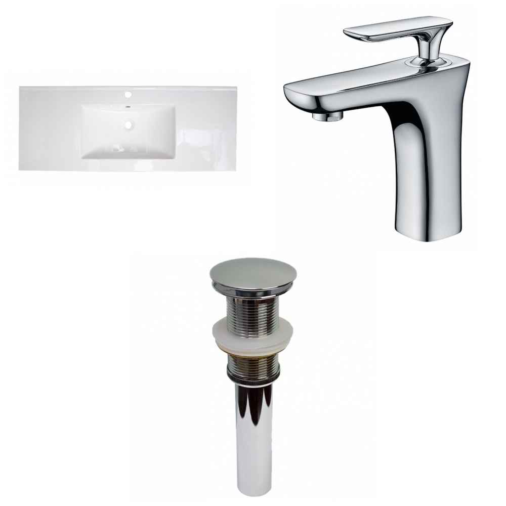 48.75-in. W 1 Hole Ceramic Top Set In White Color - Drain Incl.