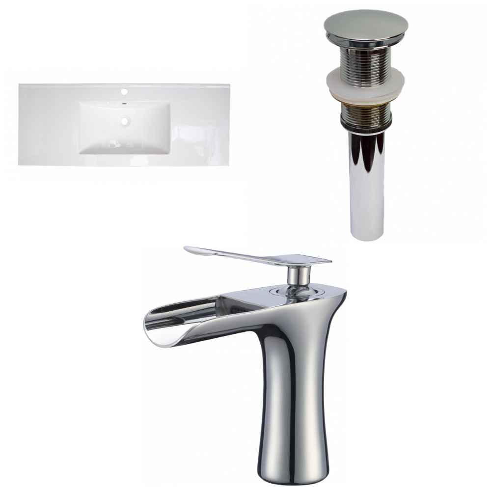 48.75-in. W 1 Hole Ceramic Top Set In White Color - Drain Incl.