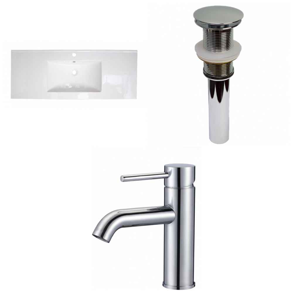 48.75-in. W 1 Hole Ceramic Top Set In White Color - Drain Incl.