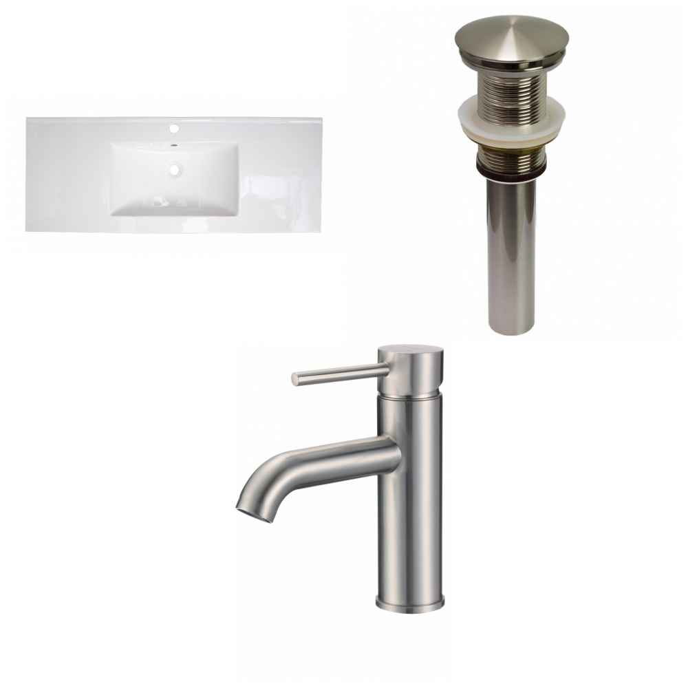 48.75-in. W 1 Hole Ceramic Top Set In White Color - Drain Incl.