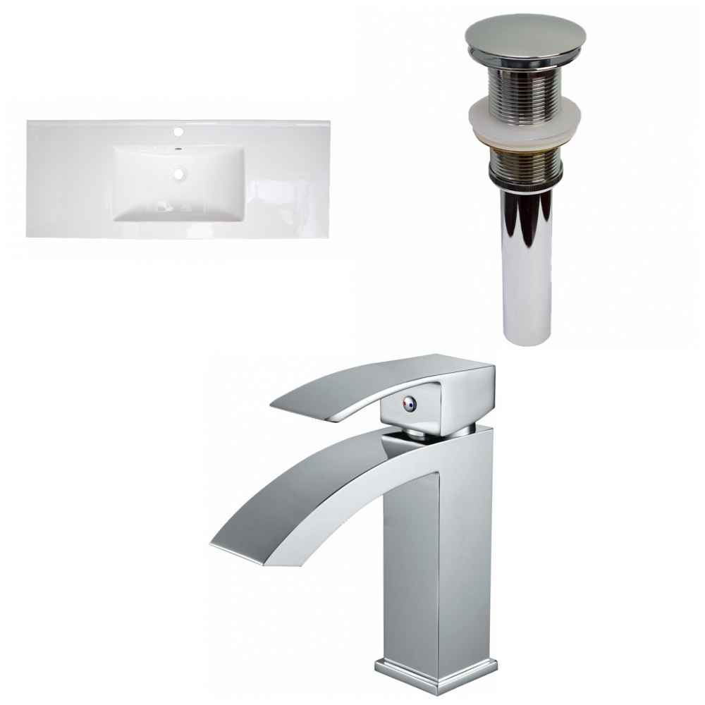 48.75-in. W 1 Hole Ceramic Top Set In White Color - Drain Incl.
