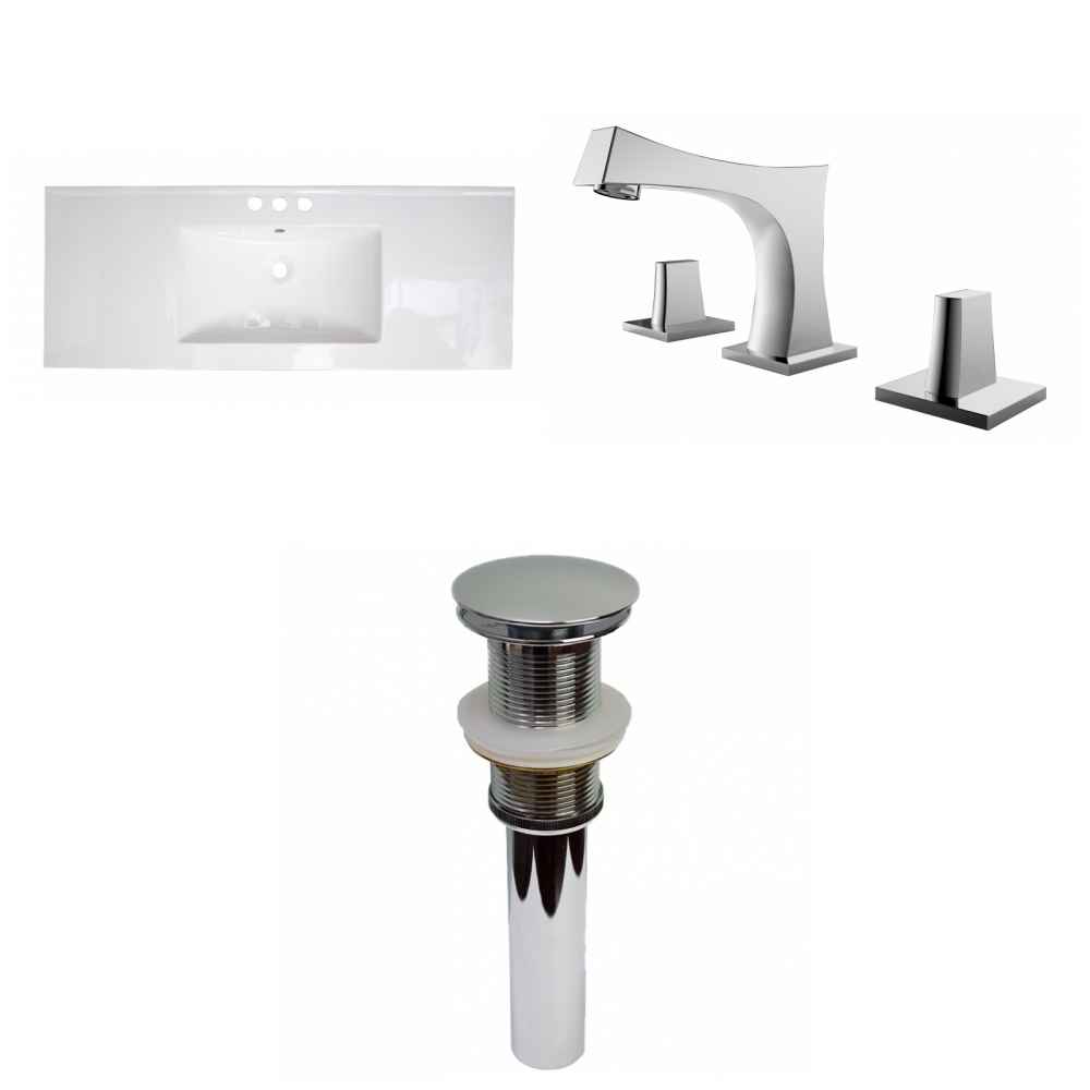 48.75-in. W 3H8-in. Ceramic Top Set In White Color - Drain Incl.