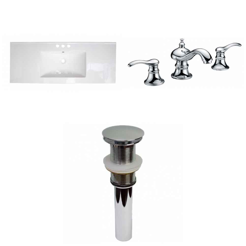 48.75-in. W 3H8-in. Ceramic Top Set In White Color - Drain Incl.