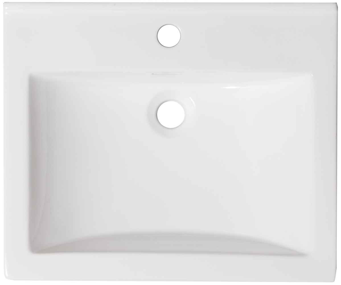 21.5-in. W 1 Hole Ceramic Top Set In White Color - Drain Incl.
