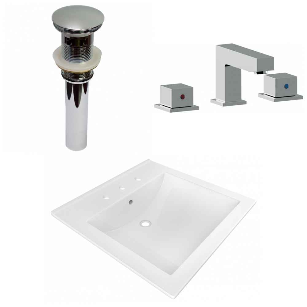 21.5-in. W 3H8-in. Ceramic Top Set In White Color - Overflow Drain Incl.