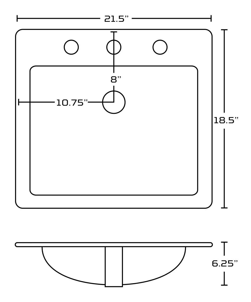 21.5-in. W 3H8-in. Ceramic Top Set In White Color - Drain Incl.