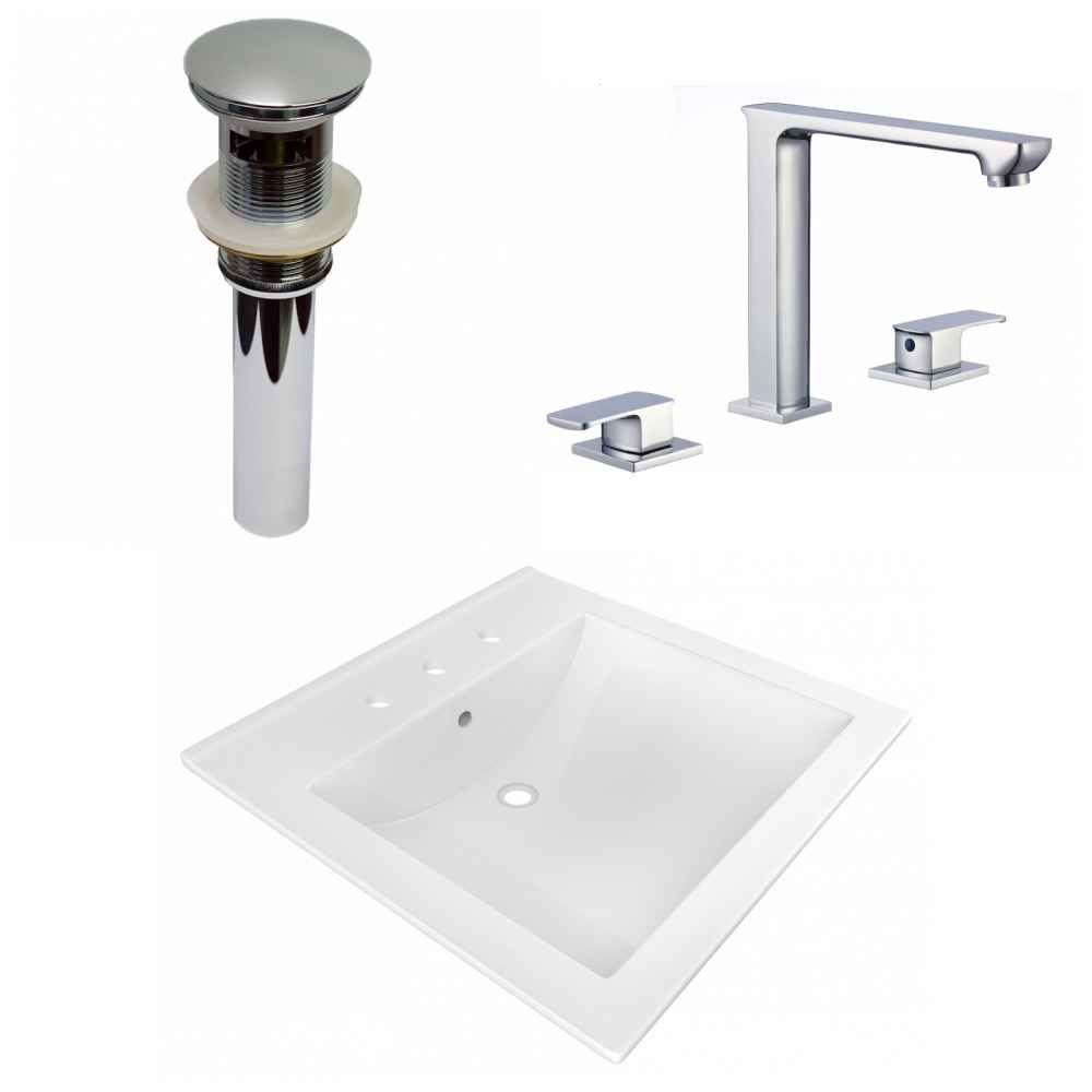 21.5-in. W 3H8-in. Ceramic Top Set In White Color - Overflow Drain Incl.