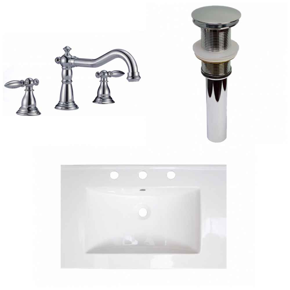 24-in. W 3H8-in. Ceramic Top Set In White Color - Drain Incl.