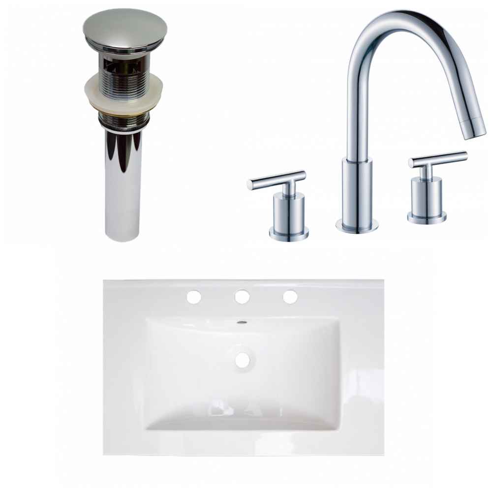 24-in. W 3H8-in. Ceramic Top Set In White Color - Overflow Drain Incl.