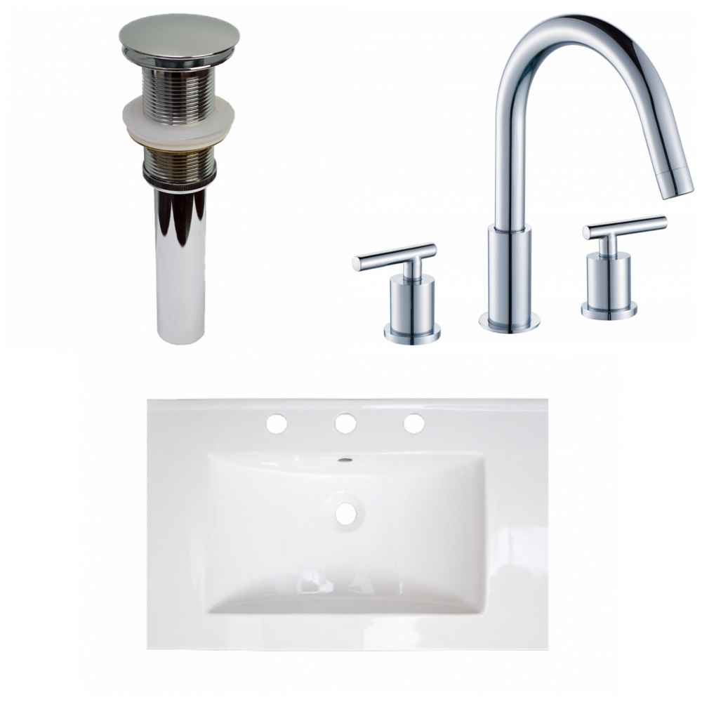 24-in. W 3H8-in. Ceramic Top Set In White Color - Drain Incl.