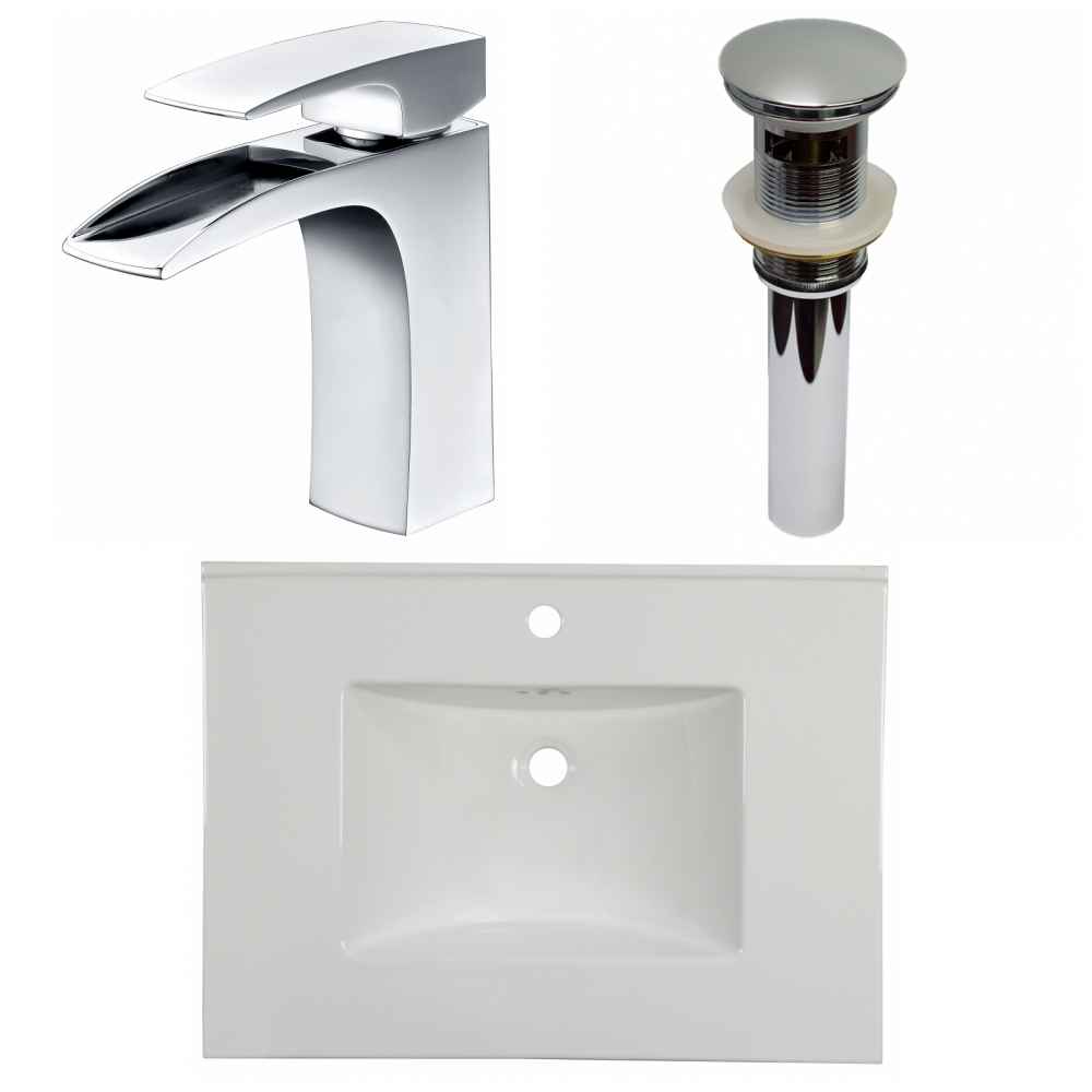 30.75-in. W 1 Hole Ceramic Top Set In White Color - Overflow Drain Incl.