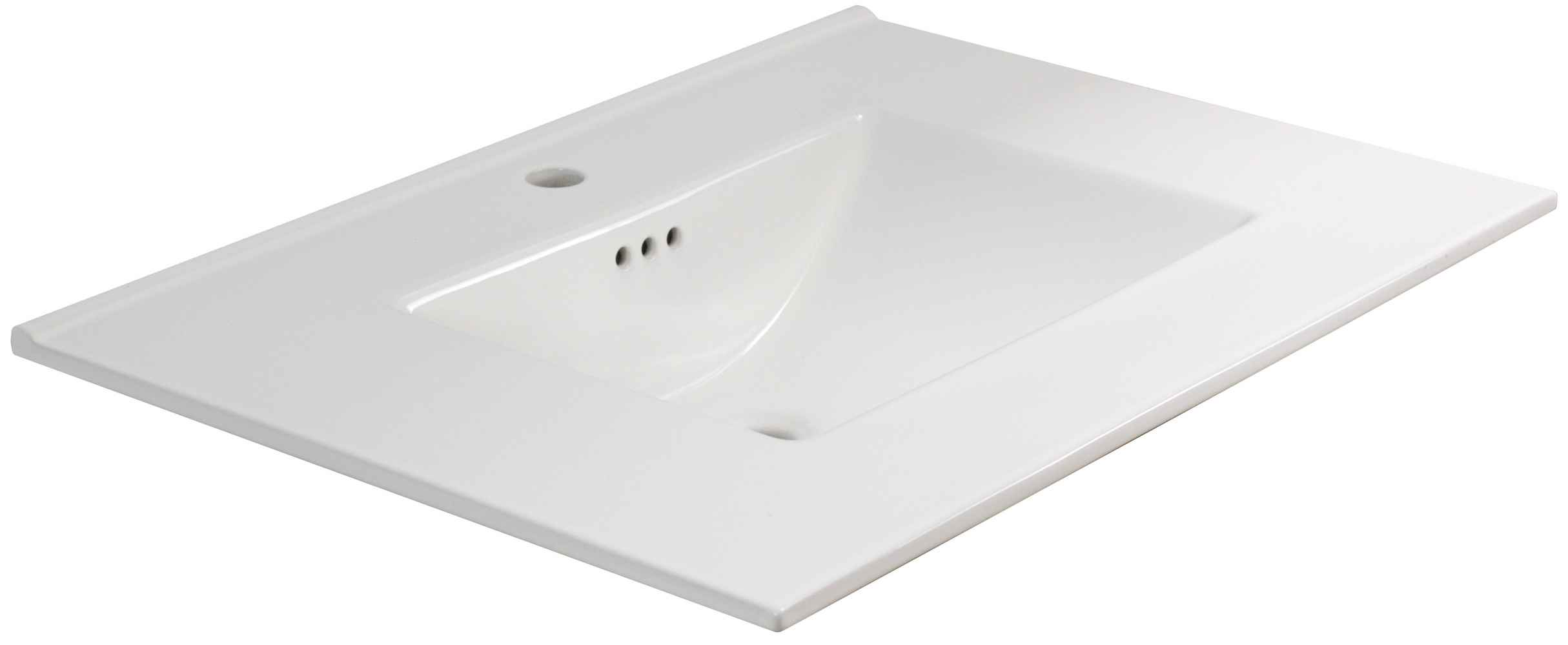 30.75-in. W 1 Hole Ceramic Top Set In White Color - Drain Incl.