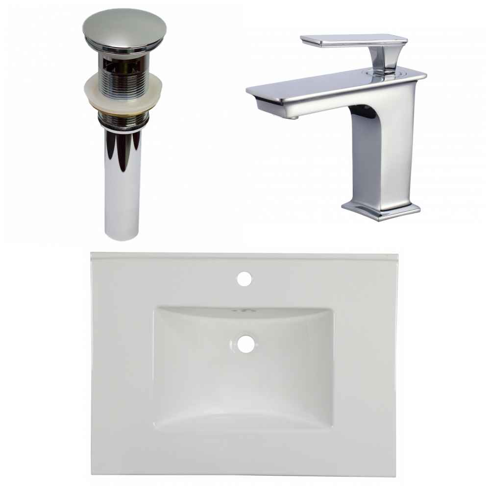 30.75-in. W 1 Hole Ceramic Top Set In White Color - Overflow Drain Incl.