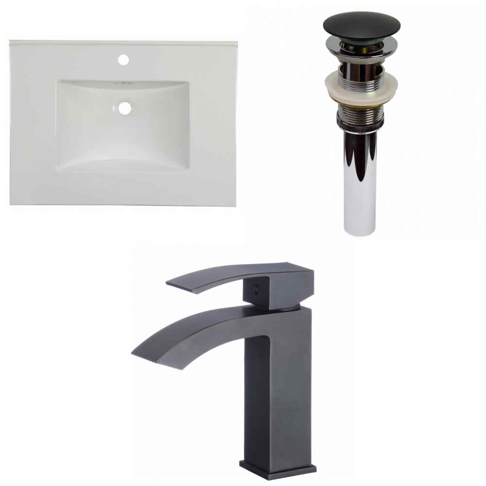 30.75-in. W 1 Hole Ceramic Top Set In White Color - Overflow Drain Incl.