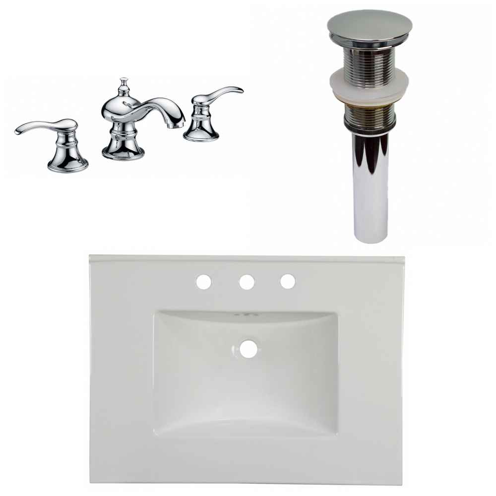 30.75-in. W 3H8-in. Ceramic Top Set In White Color - Drain Incl.