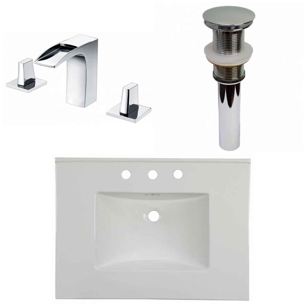 30.75-in. W 3H8-in. Ceramic Top Set In White Color - Drain Incl.