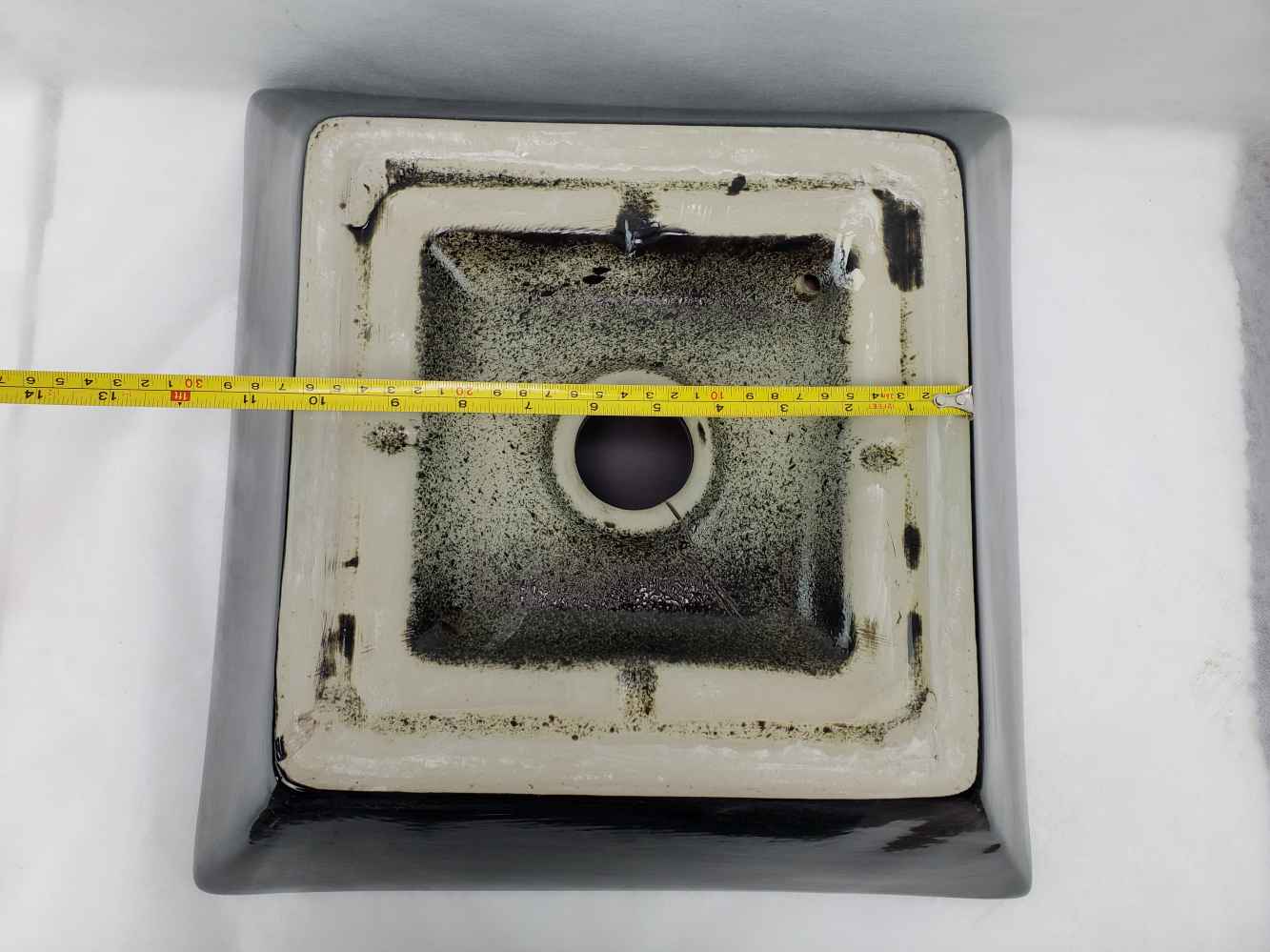 16.1-in. x 16.1-in. Square Bathroom Vessel Sink Set Black Enamel Glaze