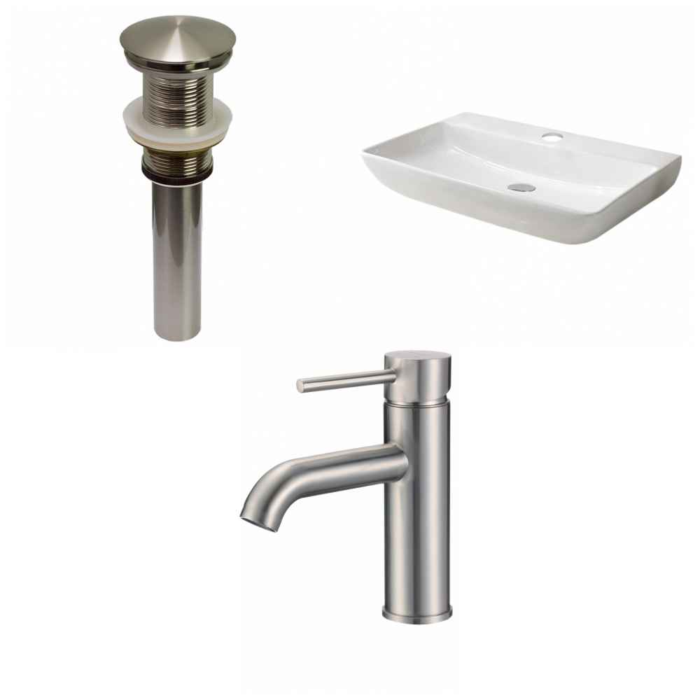 28-in. x 18.3-in. Rectangle Bathroom Vessel Sink Set White Enamel Glaze