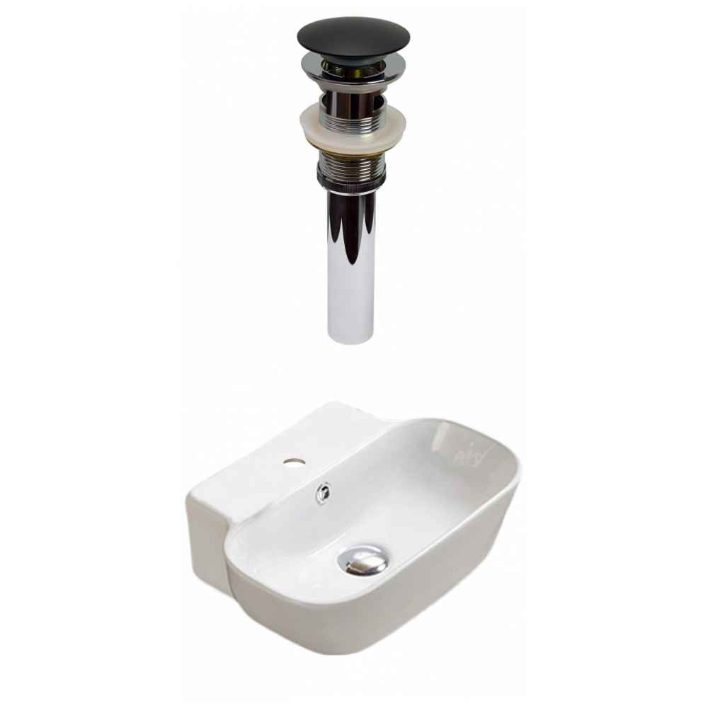 16.34-in. x 12.2-in. Rectangle Bathroom Vessel Sink Set White Enamel Glaze