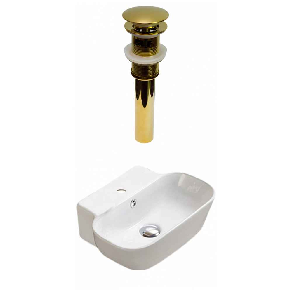 16.34-in. x 12.2-in. Rectangle Bathroom Vessel Sink Set White Enamel Glaze