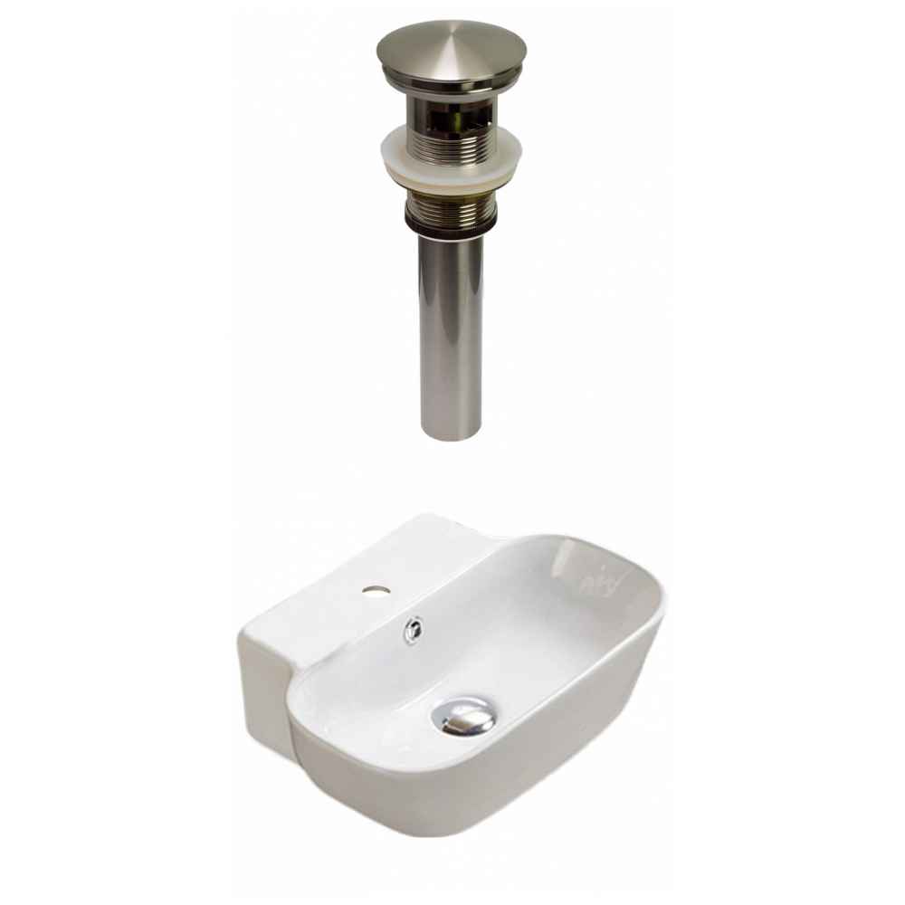 16.34-in. x 12.2-in. Rectangle Bathroom Vessel Sink Set White Enamel Glaze