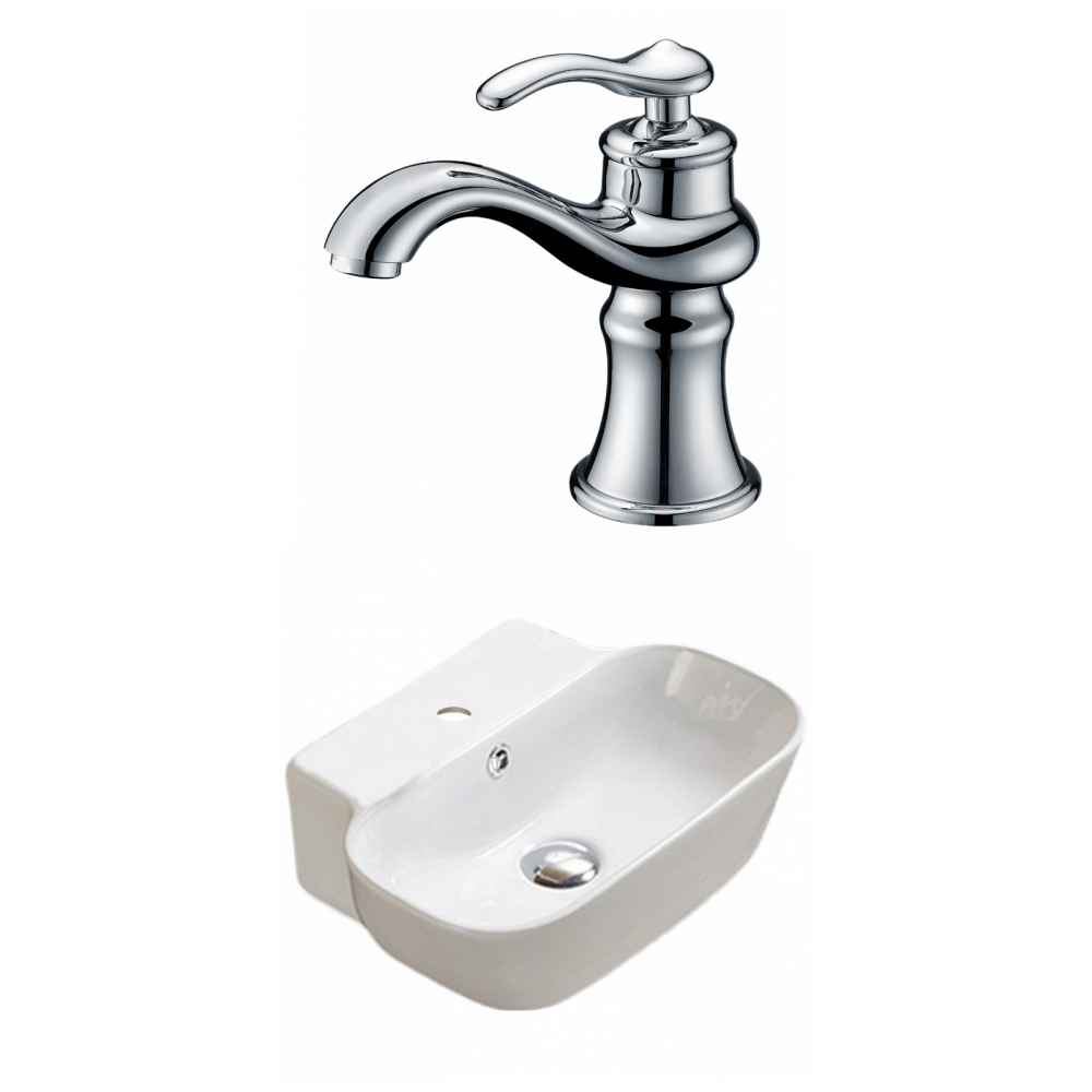 16.34-in. x 12.2-in. Rectangle Bathroom Vessel Sink Set White Enamel Glaze