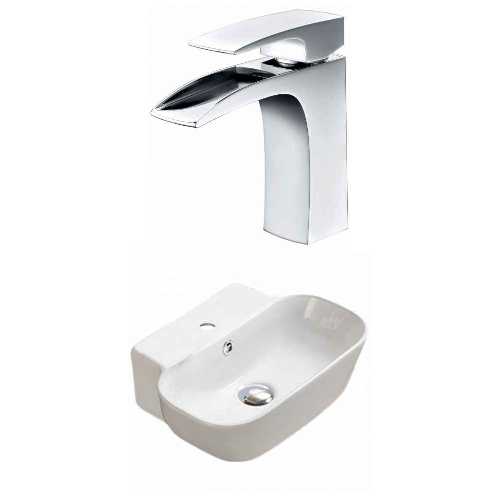 16.34-in. x 12.2-in. Rectangle Bathroom Vessel Sink Set White Enamel Glaze