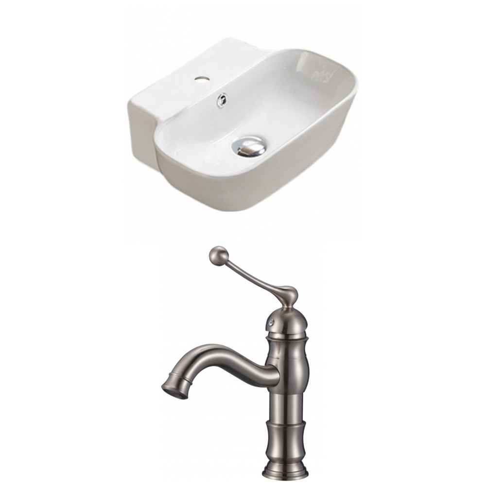 16.34-in. x 12.2-in. Rectangle Bathroom Vessel Sink Set White Enamel Glaze