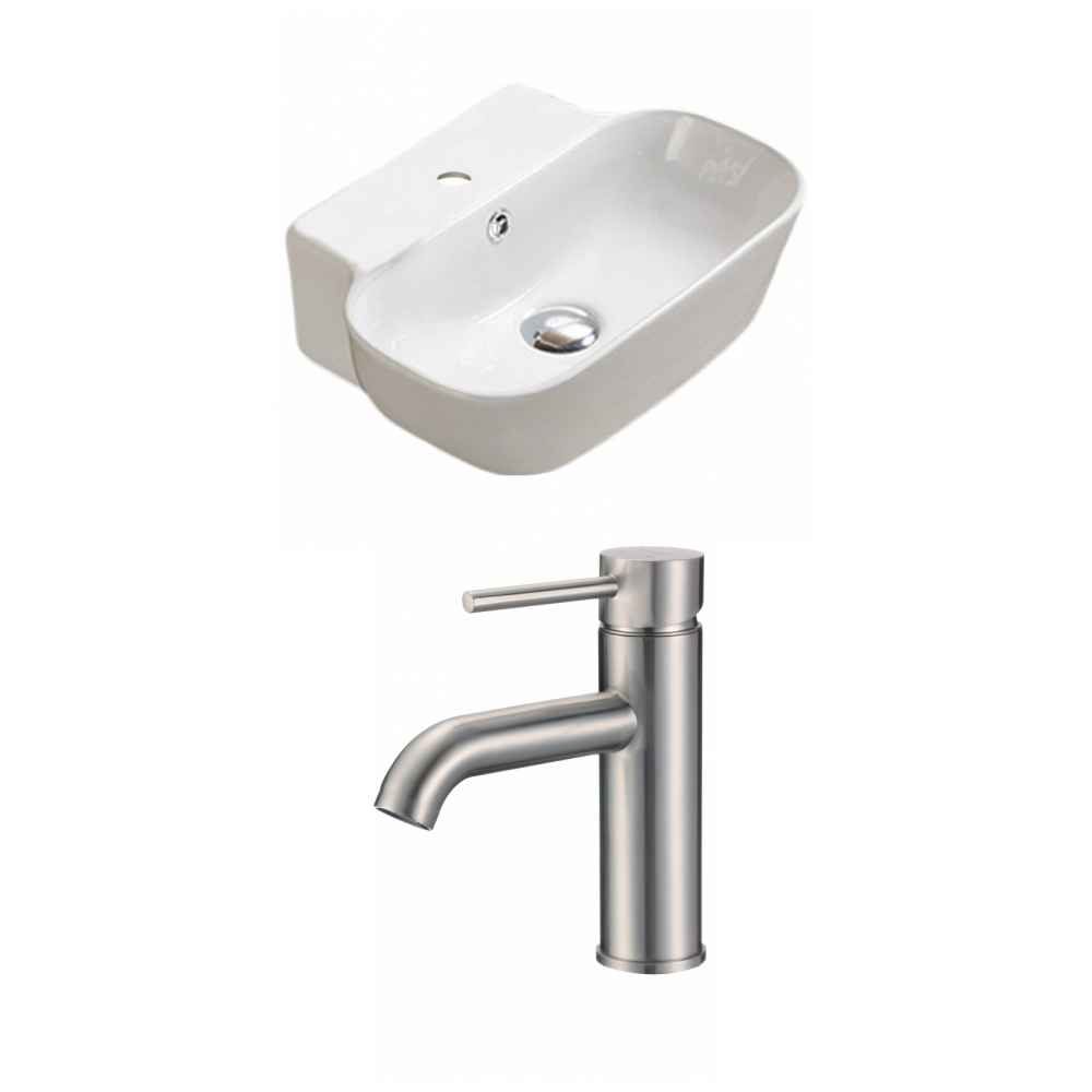 16.34-in. x 12.2-in. Rectangle Bathroom Vessel Sink Set White Enamel Glaze