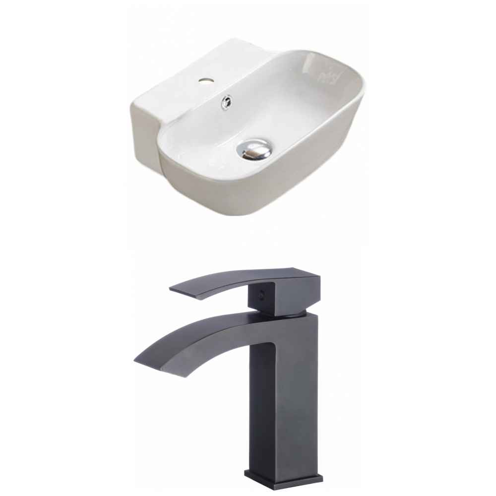16.34-in. x 12.2-in. Rectangle Bathroom Vessel Sink Set White Enamel Glaze