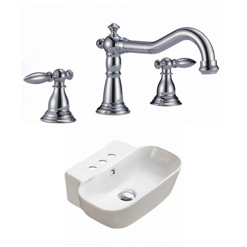 16.34-in. x 12.2-in. Rectangle Bathroom Vessel Sink Set White Enamel Glaze