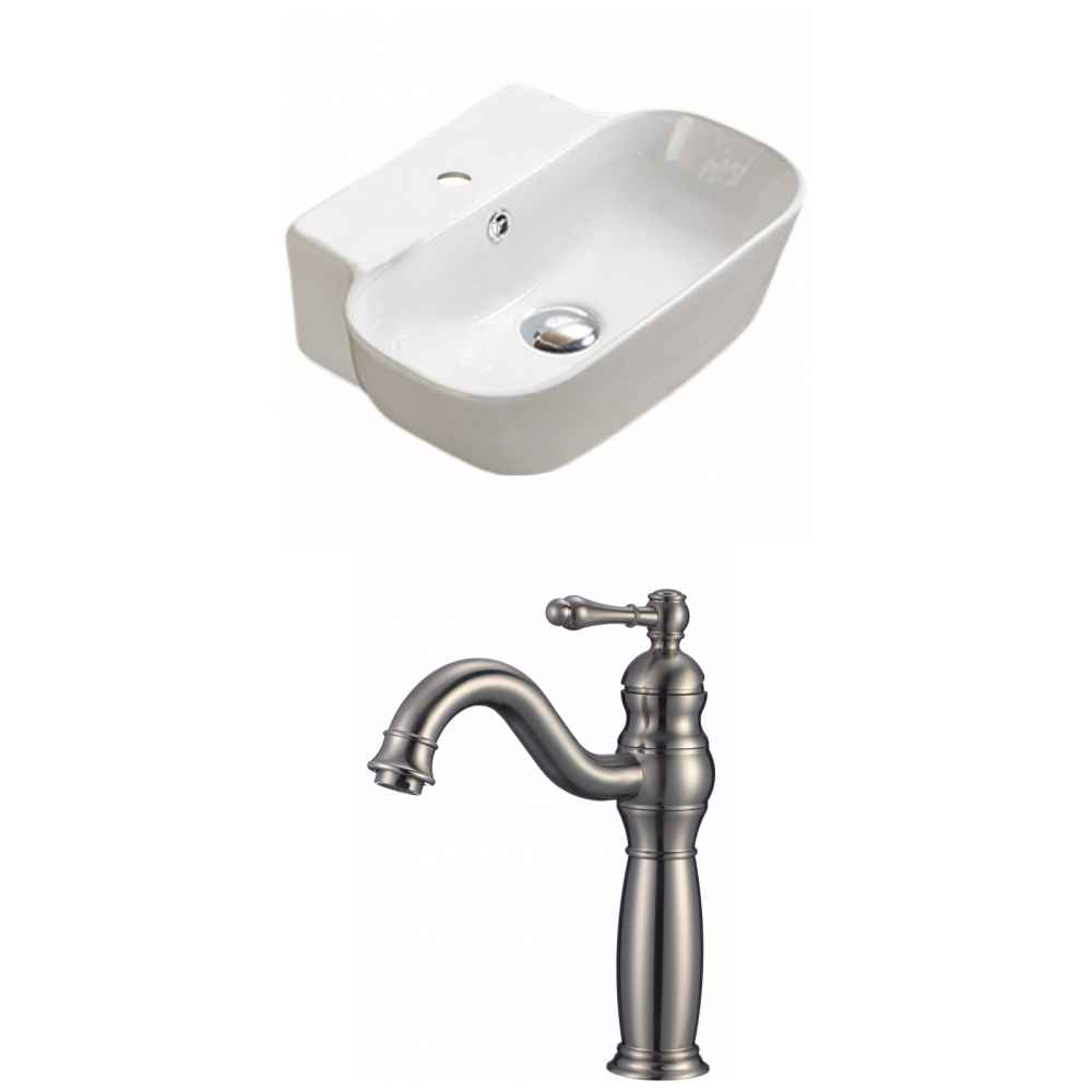 16.34-in. x 12.2-in. Rectangle Bathroom Vessel Sink Set White Enamel Glaze