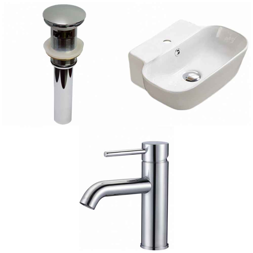 16.34-in. x 12.2-in. Rectangle Bathroom Vessel Sink Set White Enamel Glaze