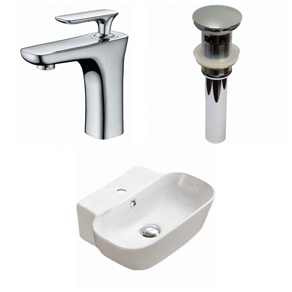 16.34-in. x 12.2-in. Rectangle Bathroom Vessel Sink Set White Enamel Glaze