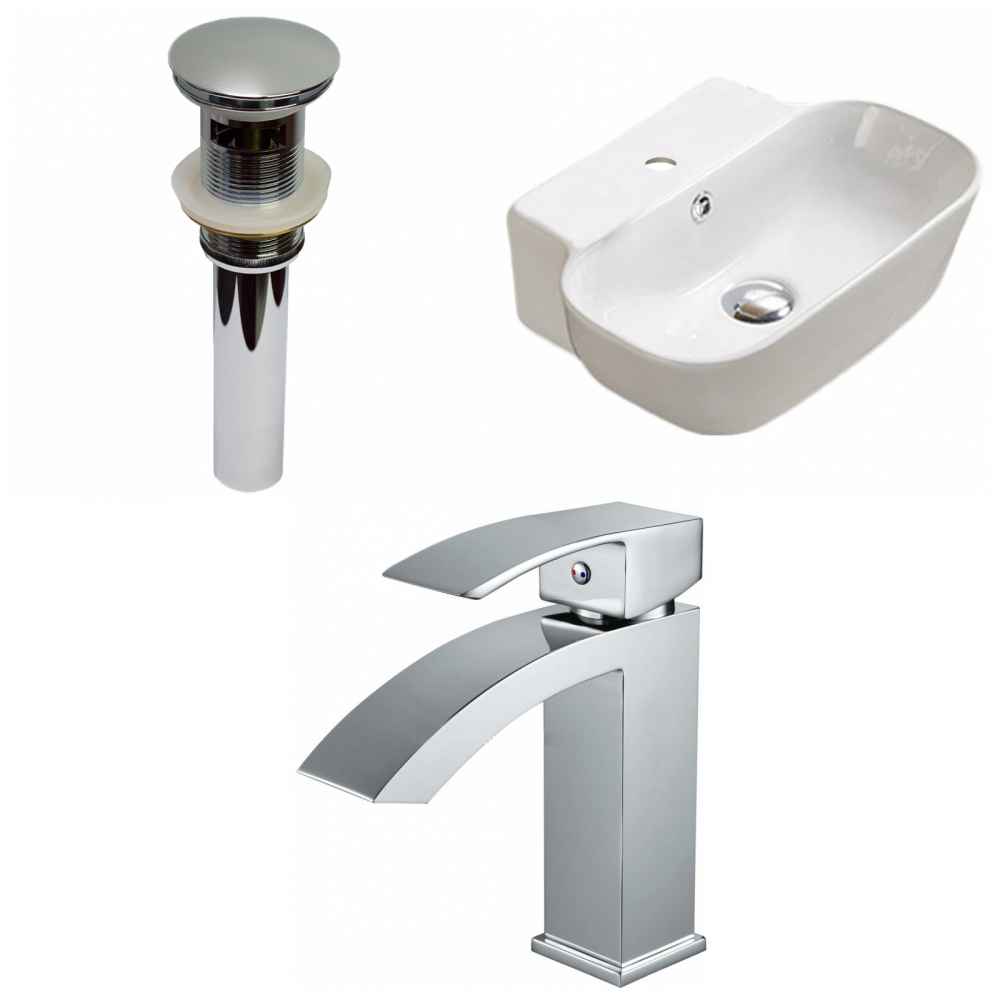 16.34-in. x 12.2-in. Rectangle Bathroom Vessel Sink Set White Enamel Glaze