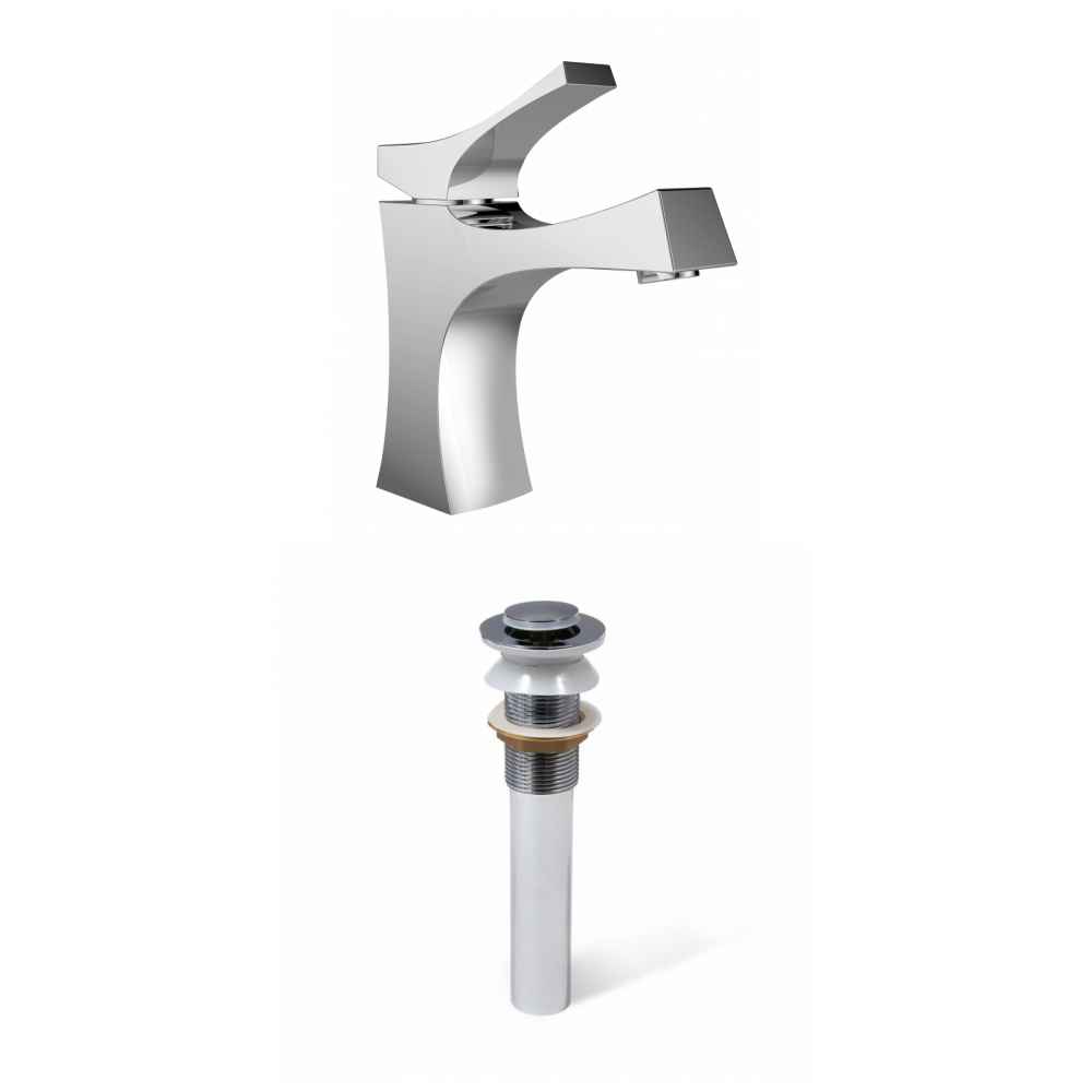 1 Hole CUPC Approved Lead Free Brass Faucet Set In Chrome Color - Drain Incl.