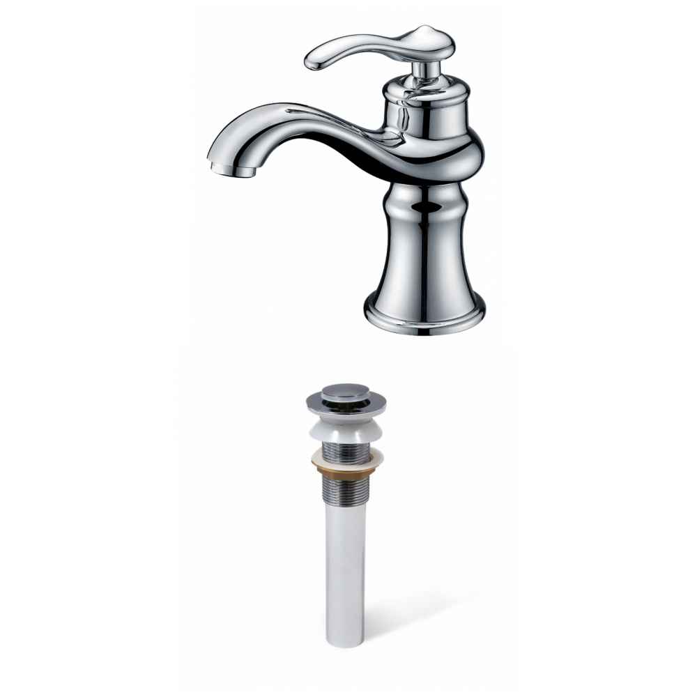1 Hole CUPC Approved Lead Free Brass Faucet Set In Chrome Color - Drain Incl.