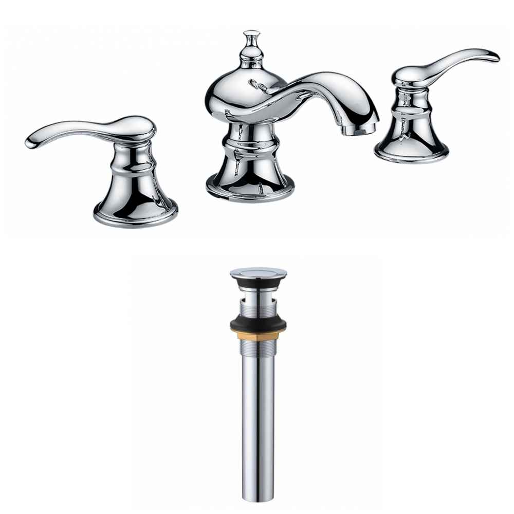 3H8-in. CUPC Approved Lead Free Brass Faucet Set In Chrome Color - Overflow Drain Incl.