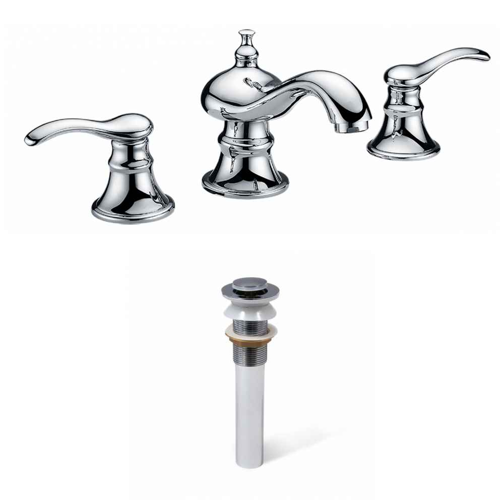 3H8-in. CUPC Approved Lead Free Brass Faucet Set In Chrome Color - Drain Incl.