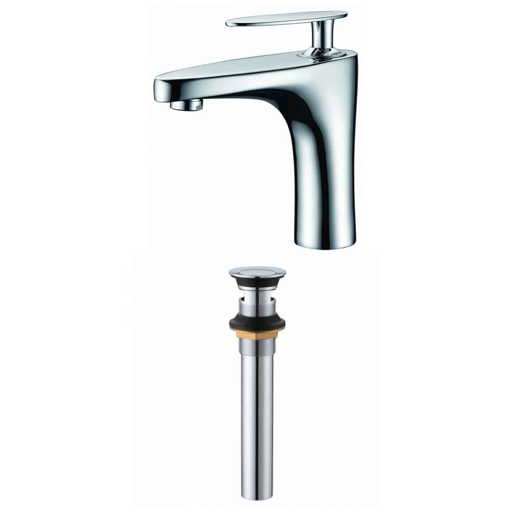 1 Hole CUPC Approved Lead Free Brass Faucet Set In Chrome Color - Overflow Drain Incl.