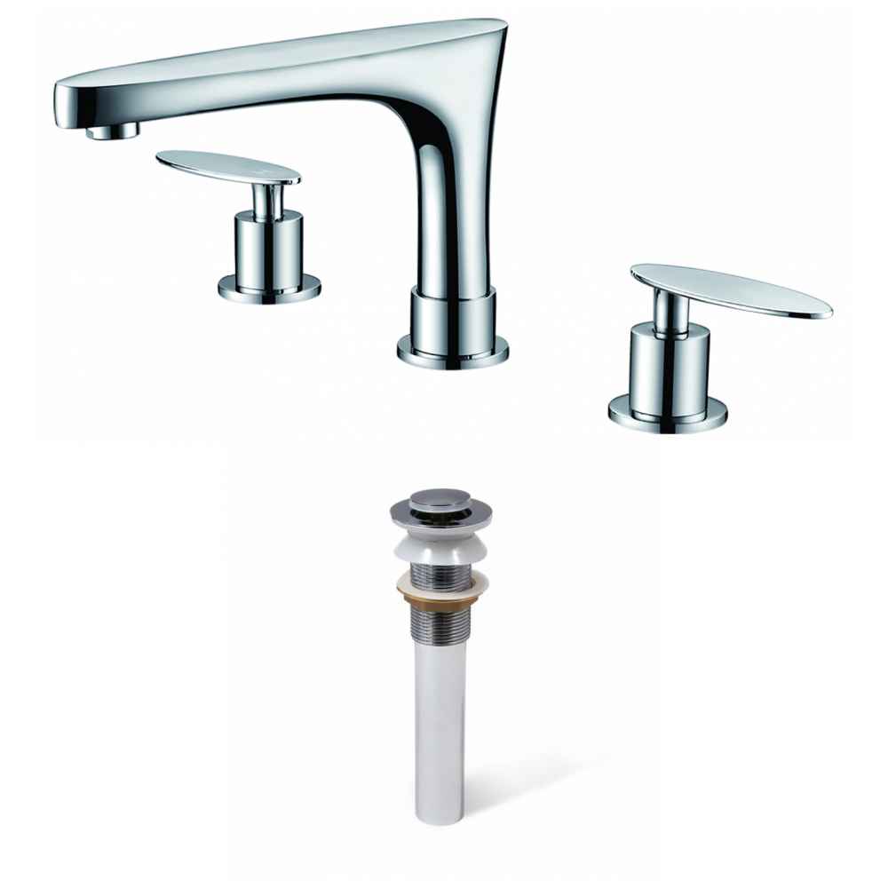 3H8-in. CUPC Approved Lead Free Brass Faucet Set In Chrome Color - Drain Incl.