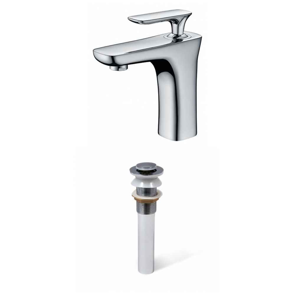 1 Hole CUPC Approved Lead Free Brass Faucet Set In Chrome Color - Drain Incl.