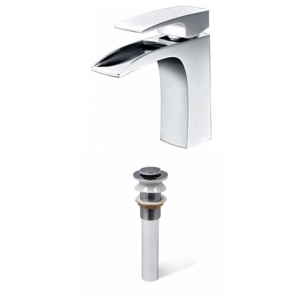 1 Hole CUPC Approved Lead Free Brass Faucet Set In Chrome Color - Drain Incl.