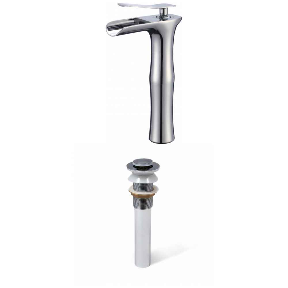 Deck Mount CUPC Approved Lead Free Brass Faucet Set In Chrome Color - Drain Incl.