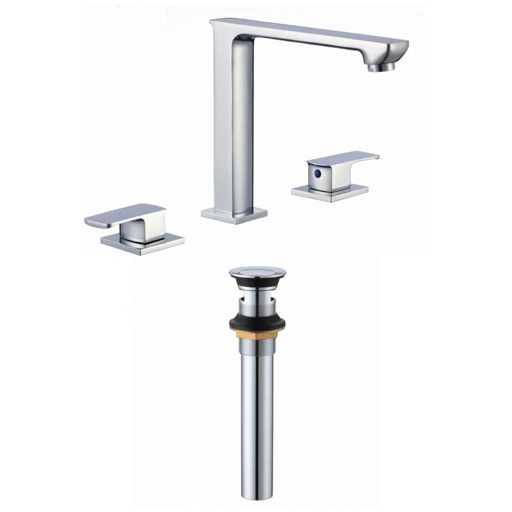 3H8-in. CUPC Approved Lead Free Brass Faucet Set In Chrome Color - Overflow Drain Incl.